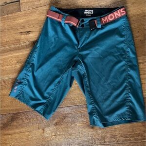 Blue Bike Shorts with Synthetic Sheen